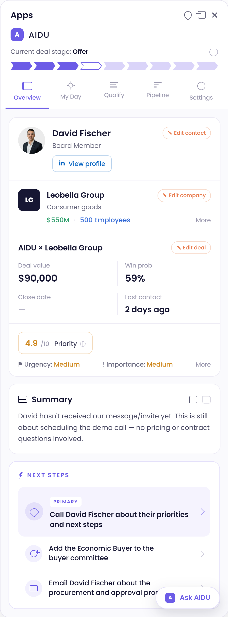 Aidu board member overview and next steps
